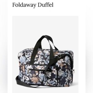 Tote Bag, Travel Bag, Foldaway Duffel Bag-Black,Gray,Tan & White Floral Pattern